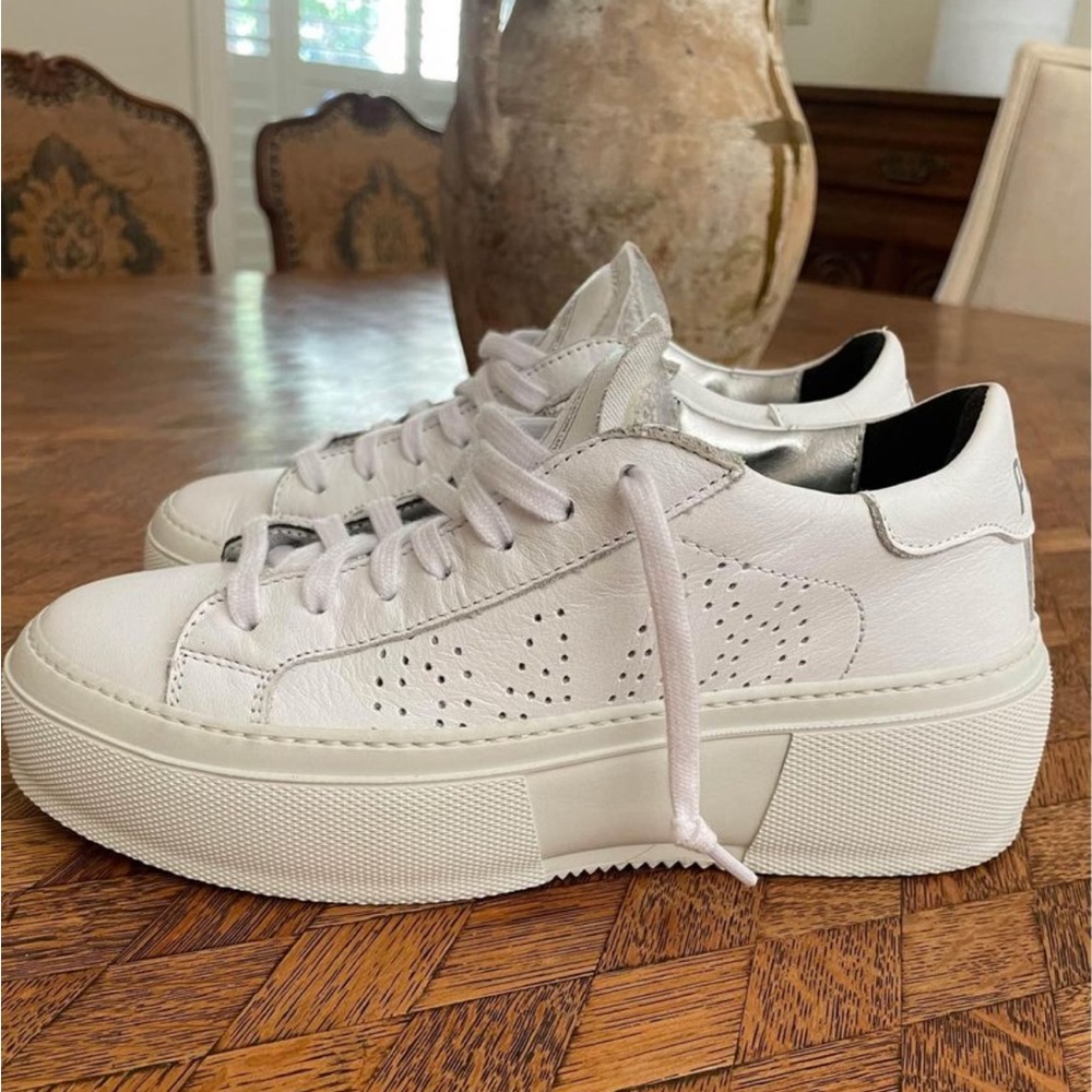 P448 $298 Louise Platform White Sneakers size 37 womens 7 Tennis shoes P 448